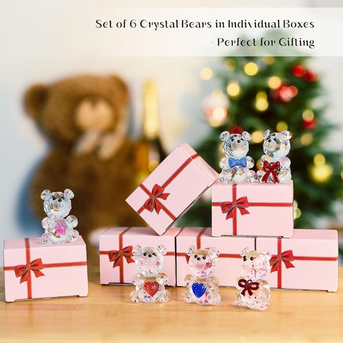 Crystal Bear Figurine Set by [Brand Name] - Handcrafted Glass Animal Sculptures | 2.4” Home Decor for Bear Lovers