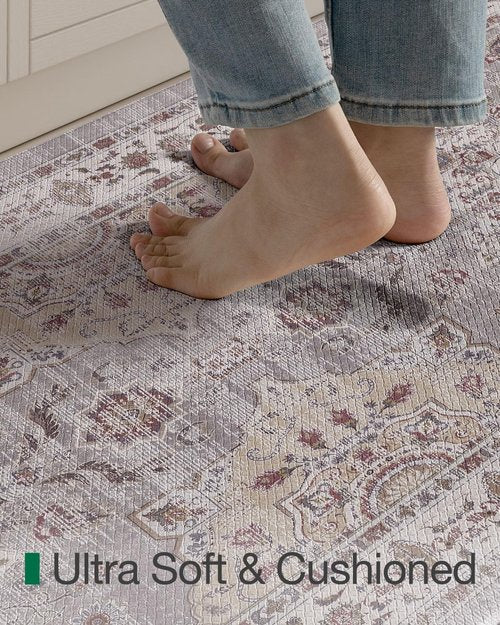 LUMI Anti Fatigue Kitchen Mat, Waterproof & Stain-Resistant Cushioned Standing Mat, Non-Slip Comfort Rug for Kitchen, Sink, Laundry, Home Office, 24" x 59", Grey