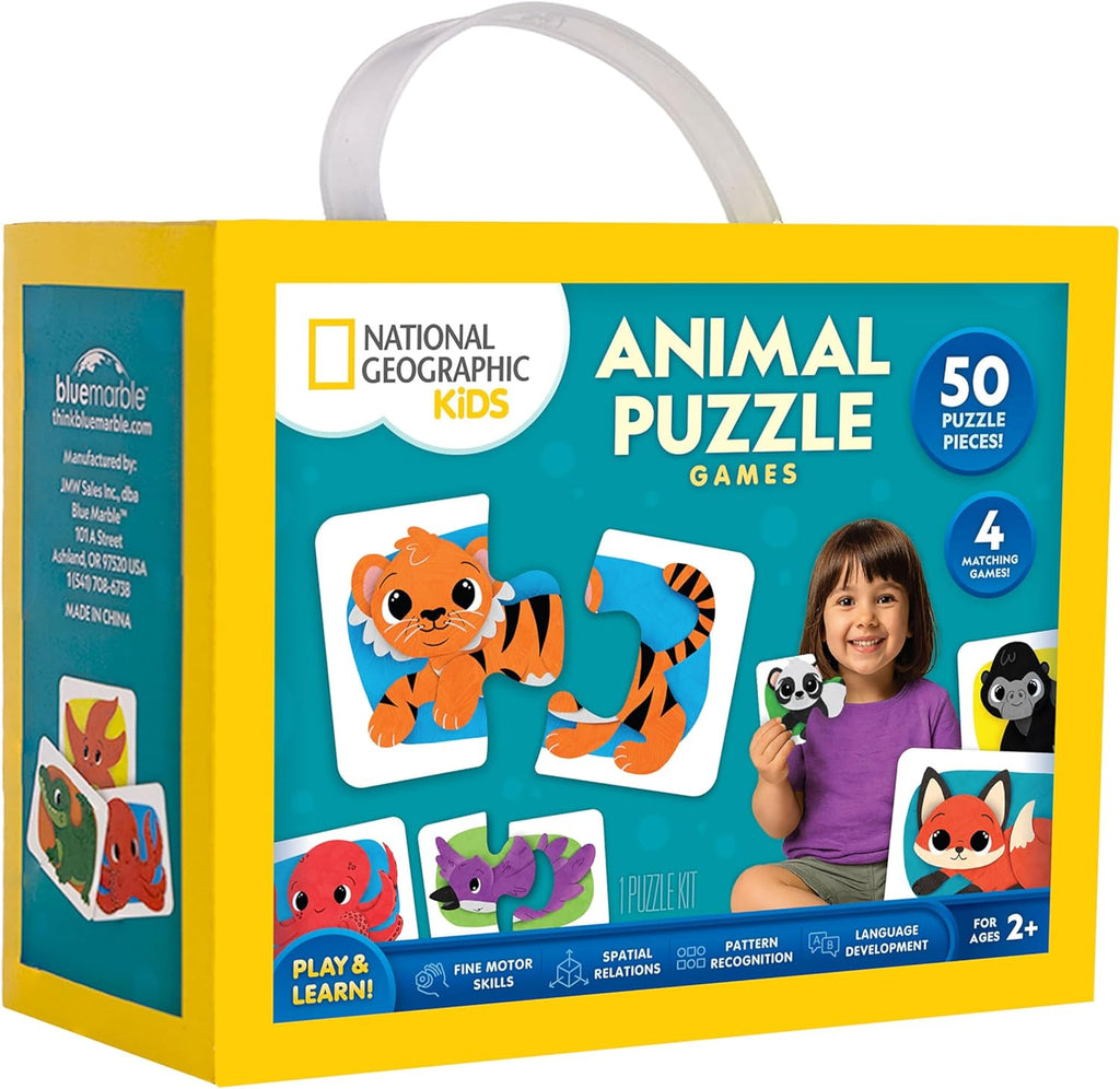 National Geographic Kids Animal Puzzle Games - 50 Matching Cards for Fun Early Learning | Portable Game Set