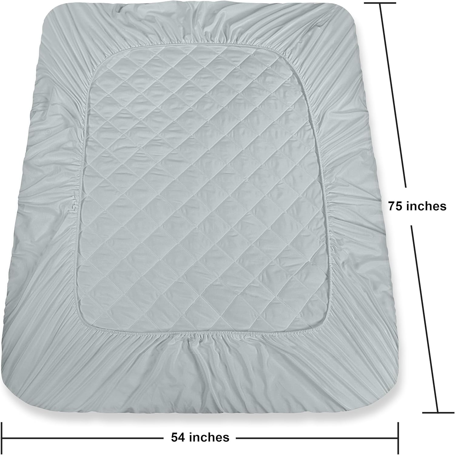 Utopia Bedding Quilted Fitted Mattress Pad - Full Size Deep Pocket Protector | Machine Washable Light Grey