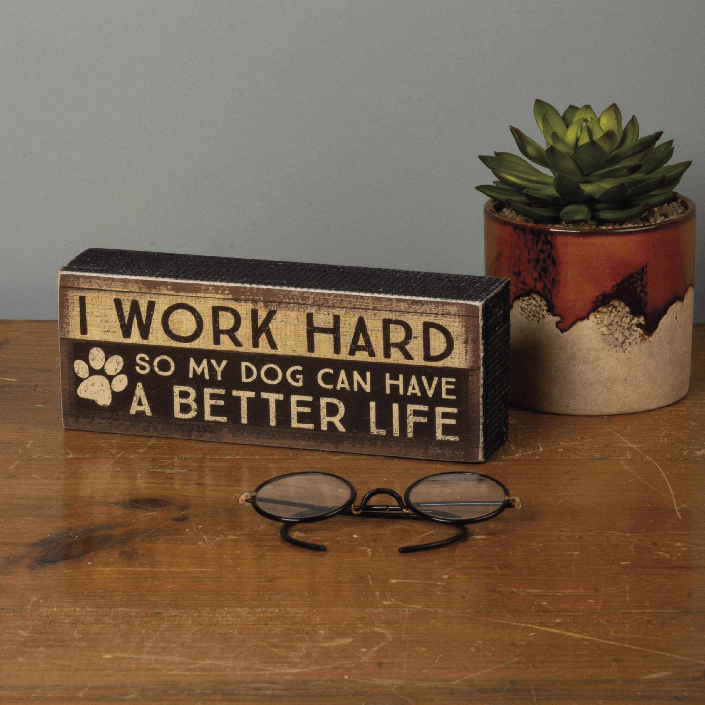 Primitives by Kathy 33724 Distressed Box Sign, Work Hard