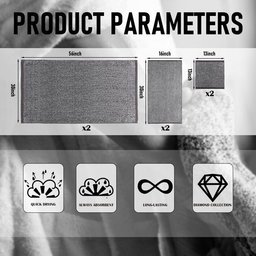 Everplush Diamond Jacquard 6 Pieces Bath Towel Set, Luxury Super Soft Oversized Towels, Highly Absorbent Diamond Jacquard Quick Dry Bath Towel for Bathroom Brown Towels