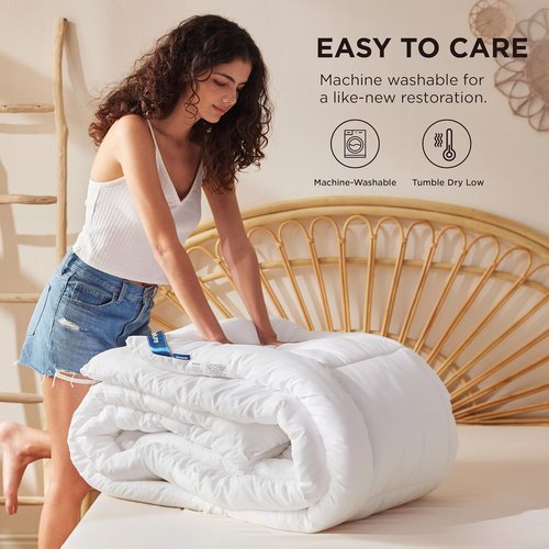 Bedsure Comforter Duvet Insert - All-Season Quilted Queen Size Down Alternative Blanket, White 88 x 88 Inches
