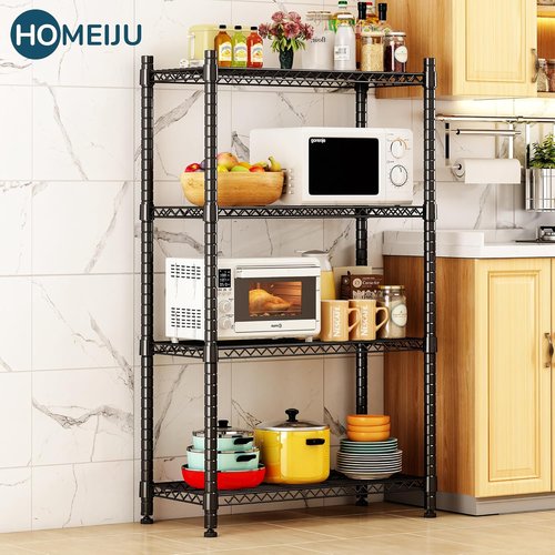 Homeiju Heavy-Duty 4-Tier Shelving Unit - Adjustable Metal Storage Rack for Kitchen & Garage | 1300 LBS Capacity, 13.77"D x 35.43"W x 54.33"H