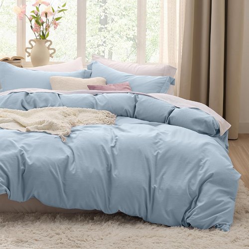 Bedsure Celestial Blue Duvet Cover Set - Extra Soft 3-Piece Full Size Bedding, 80x90 Inches with Zipper Closure