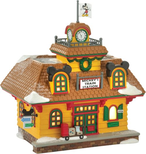 Department 56 Mickey Mouse Train Station | Lit Building Decor, 5.67 Inch, Multicolor