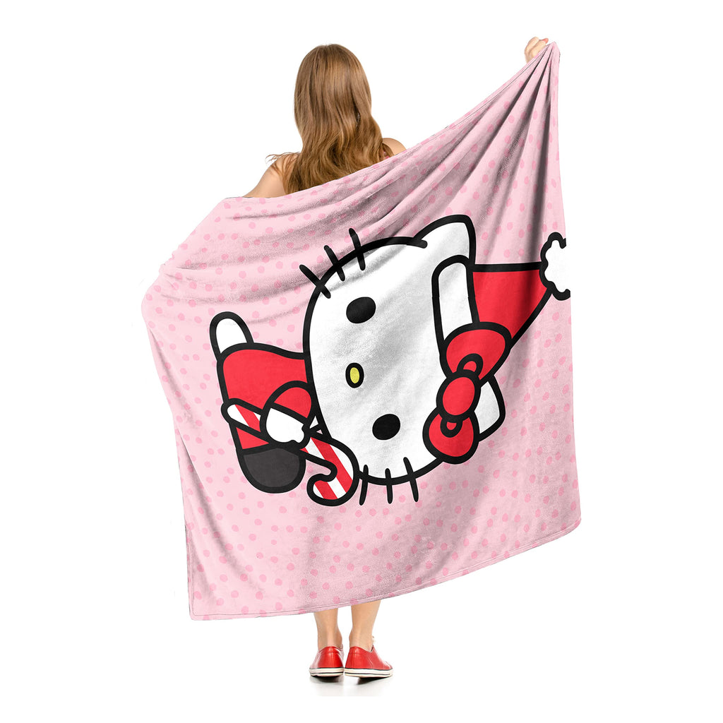 Northwest Hello Kitty Silk Touch Throw Blanket, 50" x 60", Candy Cane