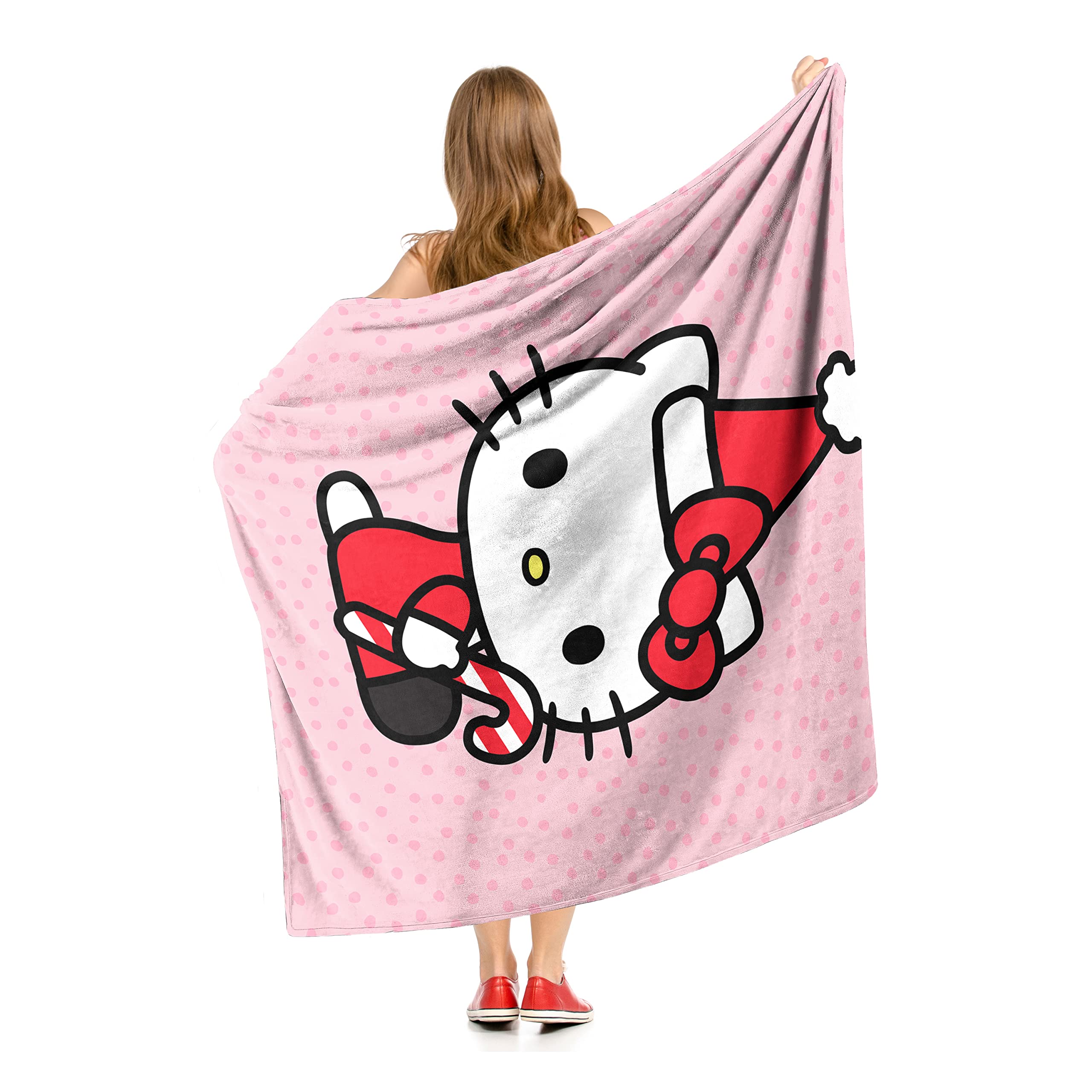 Northwest Hello Kitty Silk Touch Throw Blanket, 50" x 60", Candy Cane