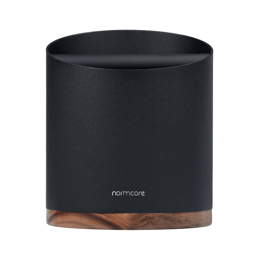 Normcore Espresso Knock Box - 1.8L Capacity, Holds 40–45 Pucks - Heavy-Duty Stainless Steel Coffee Grounds Bin with Removable Knock Bar and Walnut Non-Slip Base, Black