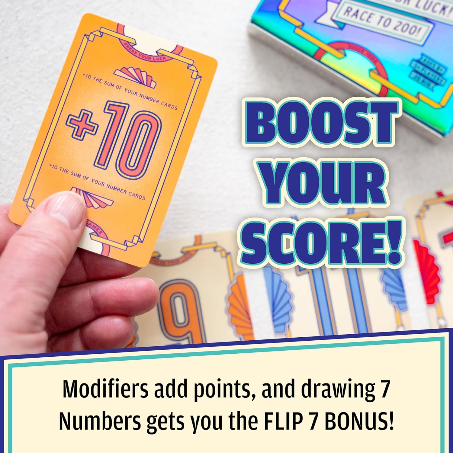 USAOPOLY Flip 7 Card Game - Fast-Paced Strategy & Luck for 3+ Players | Perfect for Game Nights, Ages 8+