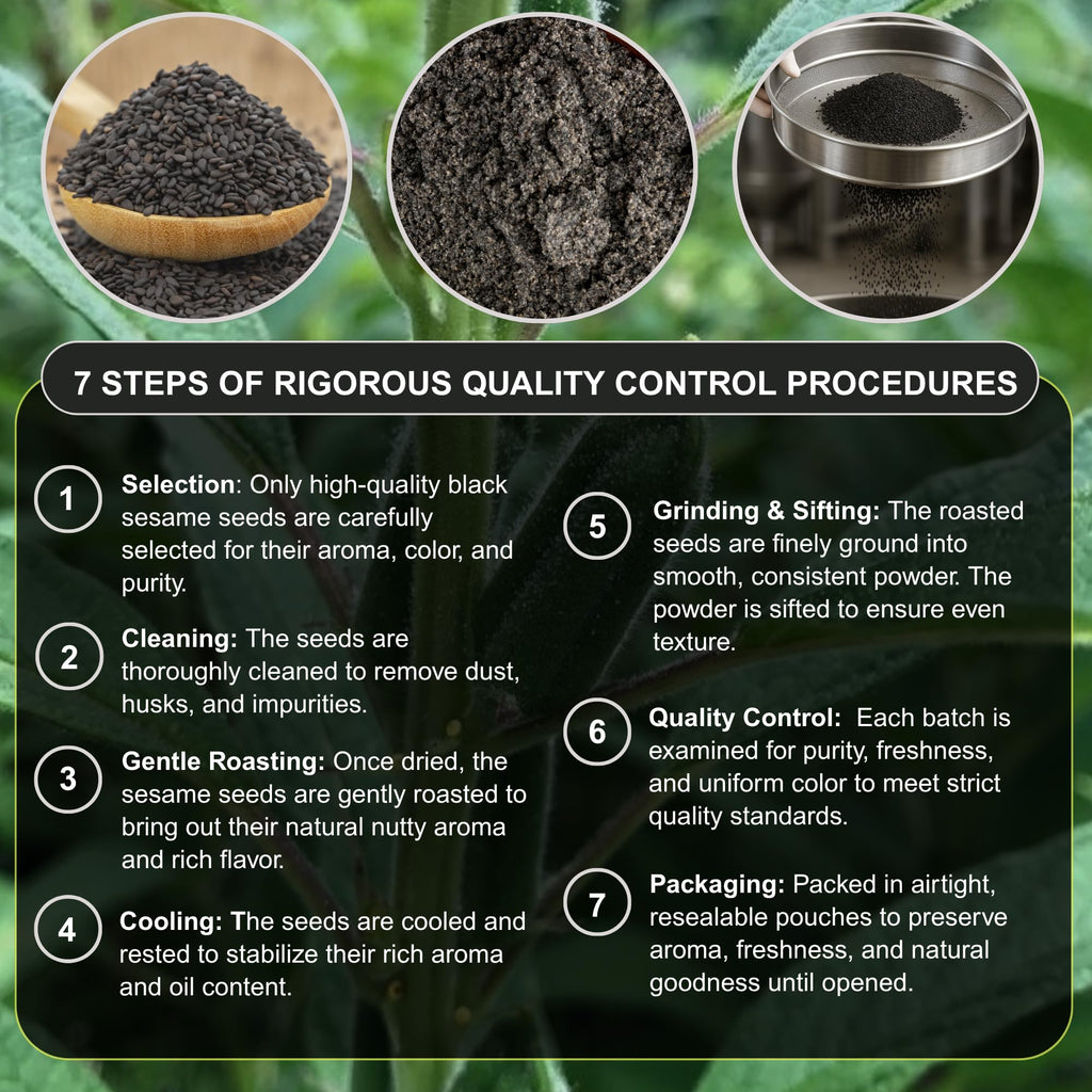 BOTAMONY Black Sesame Powder 12.3oz, Vegan Gluten-Free Non-GMO, Plant Protein & Fiber, Rich Minerals Nutty Flavor, Finely Ground Roasted Seeds for Smoothies Baking Recipes