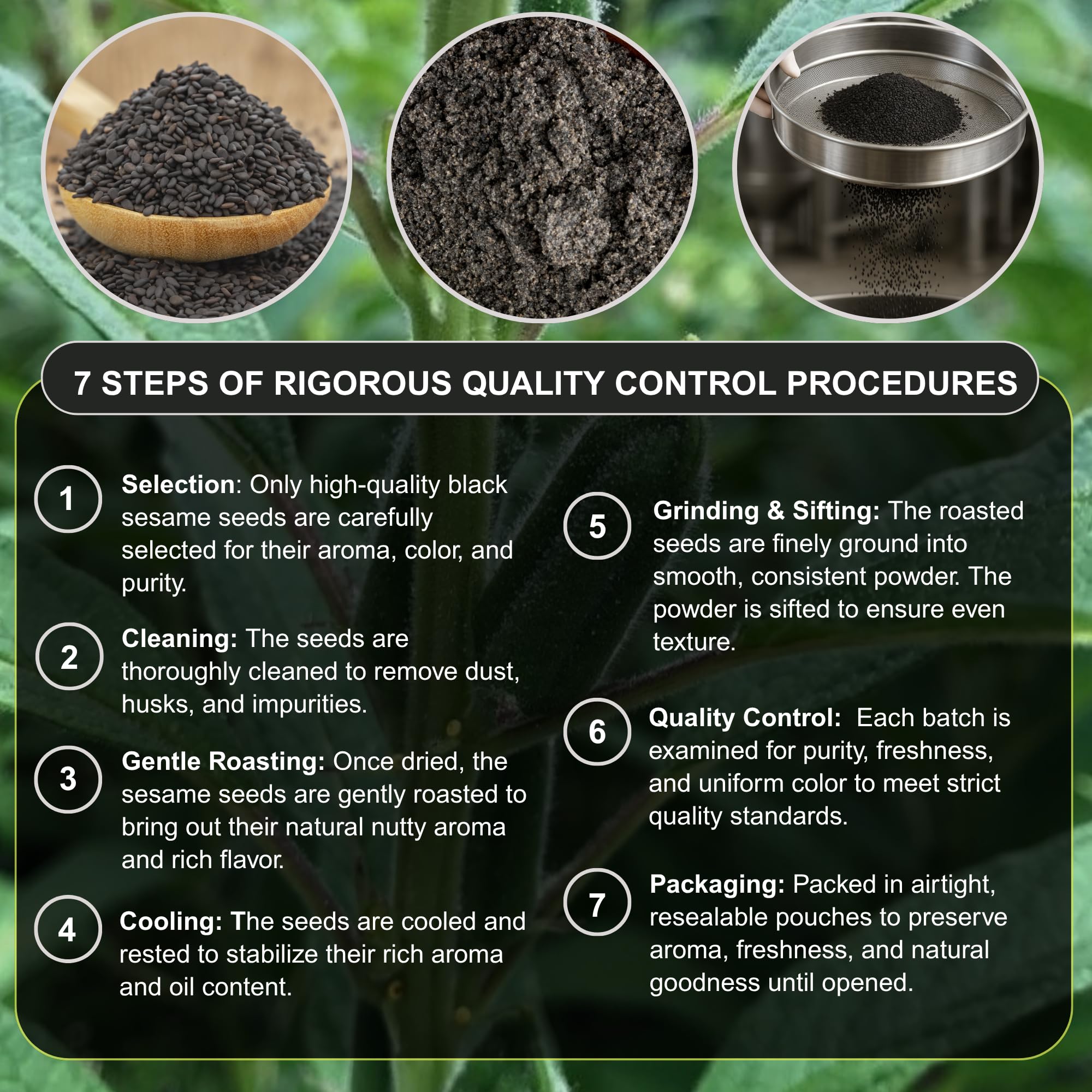 BOTAMONY Black Sesame Powder 12.3oz, Vegan Gluten-Free Non-GMO, Plant Protein & Fiber, Rich Minerals Nutty Flavor, Finely Ground Roasted Seeds for Smoothies Baking Recipes