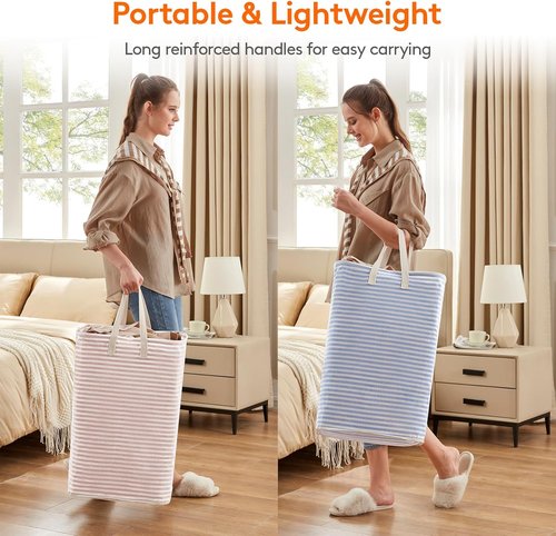 Lifewit Laundry Basket - 80L Collapsible Hamper with Reinforced Handles | Waterproof Design in Pink & Blue