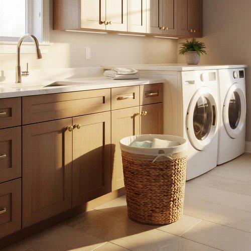 Household Essentials Wicker Basket Laundry Hamper with Liner, Natural