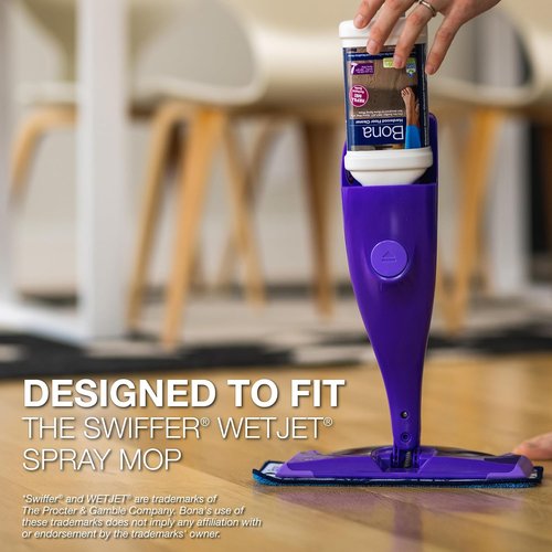 Bona Hardwood Floor Cleaner - 64 Fl Oz Bottle with Refill for Swiffer WETJET | Effective Wood Floor Care