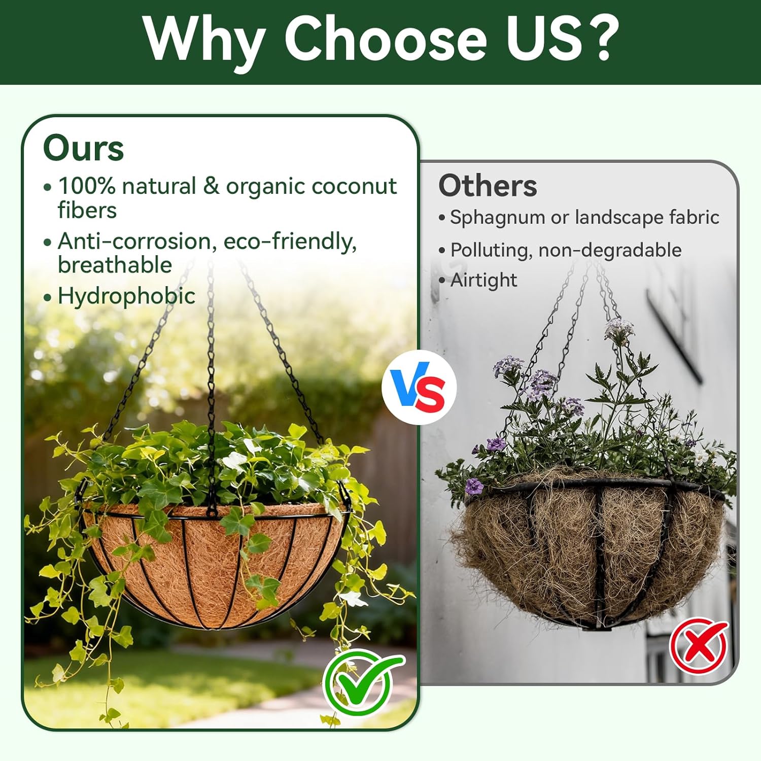 ZeeDix Coconut Liners - 10 Inch Round Planter Liners | Natural Coir Replacement for Flowers & Vegetables