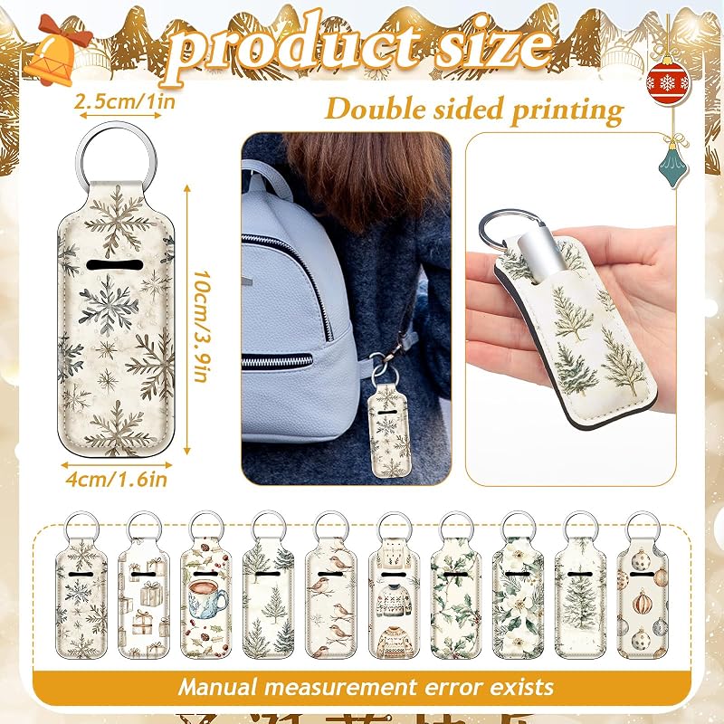 Christmas 40Pcs Lip Balm Holder Keychain Set – Lipstick Clip-On Pouches, Neoprene