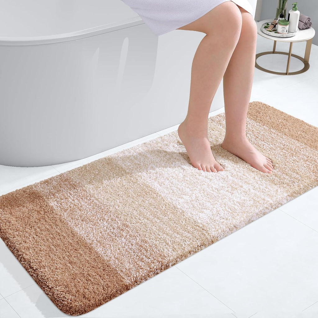 OLANLY Bathroom Runner Rug - Extra Soft Microfiber | Quick-Dry, Machine Washable, 47x20, Beige