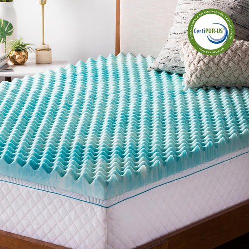Linenspa Gel Memory Foam Mattress Topper - 2 Inch Egg Crate Design for Dual Comfort - California King