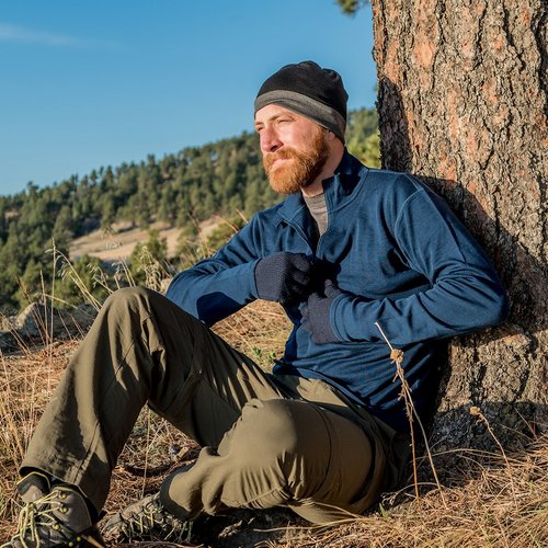 100% Merino Wool - Men’s Midweight Quarter Zip - Warm Pullover - Midlayer - Desert Sand - Small