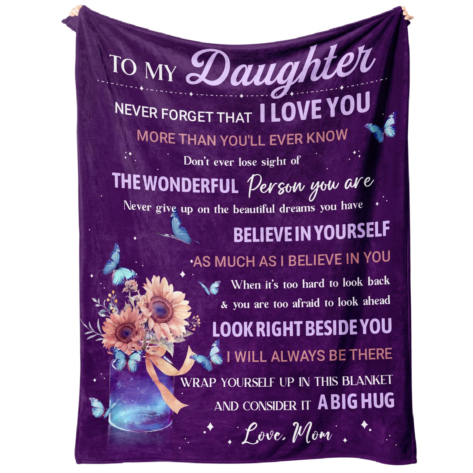 Flpoxzd Daughter Gifts from Mom, Daughter Birthday Gifts, Daughters Blanket, Birthday Gifts for Daughters Adult Idea, Graduation Present for Daughters 60”x50”