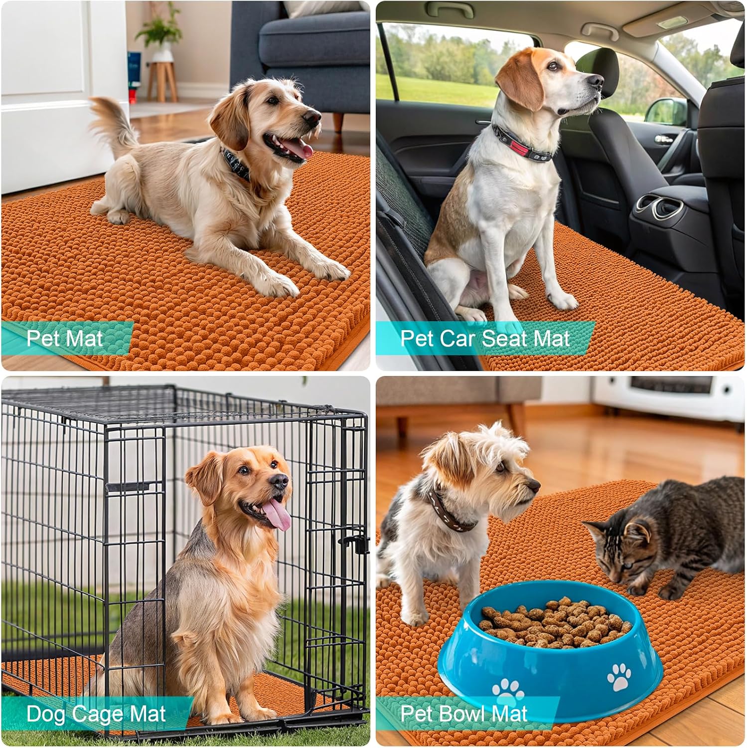 OLANLY Dog Door Mat - Absorbent Non-Slip Chenille Mat for Muddy Paws | 24x16 Inches, Quick Dry Clay Color