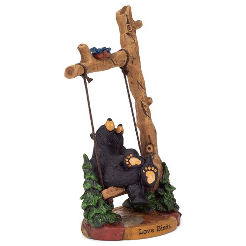 DEMDACO Bearfoots by Jeff Fleming Love Birds Midnight Black 9 x 6 Hand Cast Resin Stone Collectible Tabletop Figurine