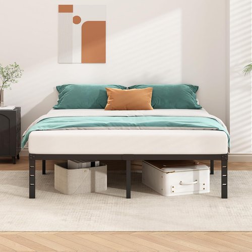 HLIPHA Metal Platform Bed Frame - 12-Inch Tall Twin Size with Heavy-Duty Support Slats | Easy Assembly, Black