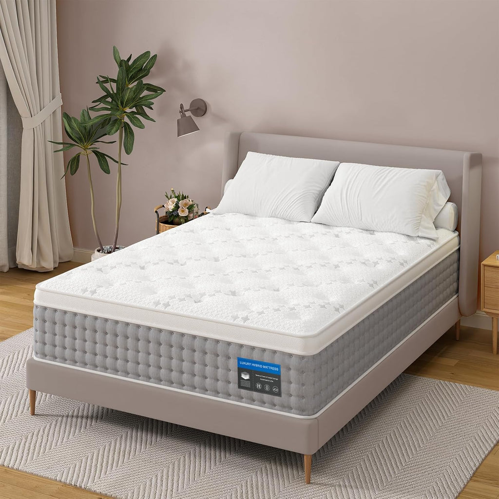 Sleepmax Queen Mattress - 14 Inch Hotel-Collection Hybrid for Pain Relief & Cooling Gel | CertiPUR-US, 365-Night Trial