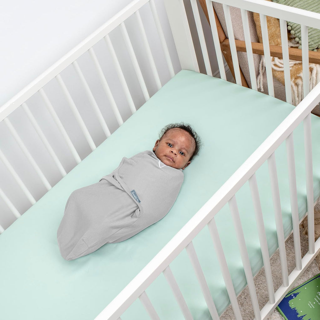 SwaddleMe by Ingenuity Baby Swaddle Blanket - 100% Cotton, Improves Sleep & Calms Reflex | 0-3 Months, 2-Pack - Tropical Dino