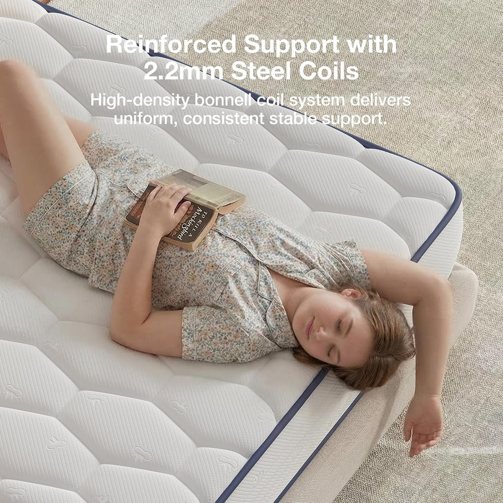 Novilla 6 Inch Twin Mattress - Bonnell Spring Hybrid for Spine Support & Cooling Comfort | CertiPUR-US Certified