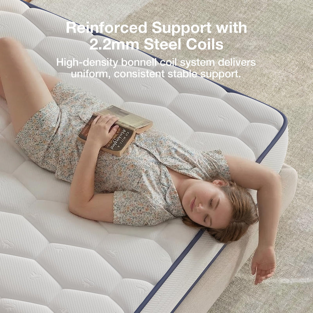 Novilla 6 Inch Twin Mattress,Bonnell Spring Hybrid Mattresses for Spine Support & Cooling Comfort - Twin Bed Mattress,Adaptive Foam Layer with Medium Firm- CertiPUR-US Certified for Youth/Guest Rooms