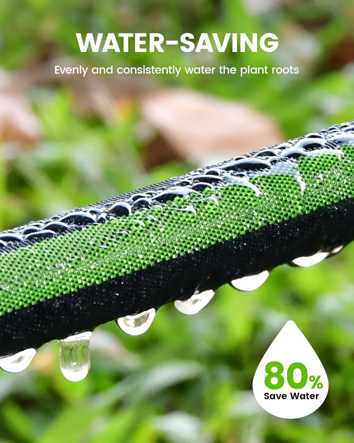 RAINPOINT Soaker Hose - 25FT Leakproof Flat Drip Hose | 80% Water-Saving for Gardens & Vegetables