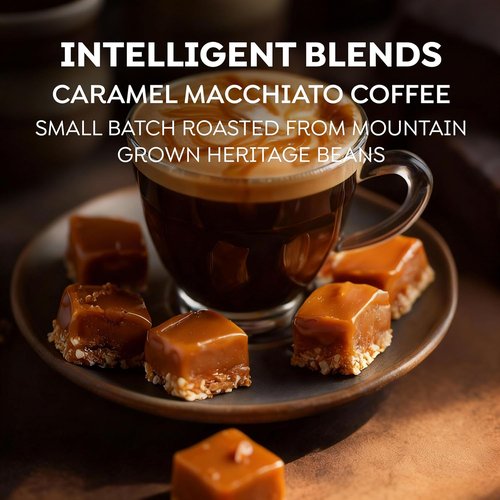 Intelligent Blends Caramel Macchiato Coffee Pods - 100 Ct Medium Roast | 100% Arabica, Compatible with Keurig