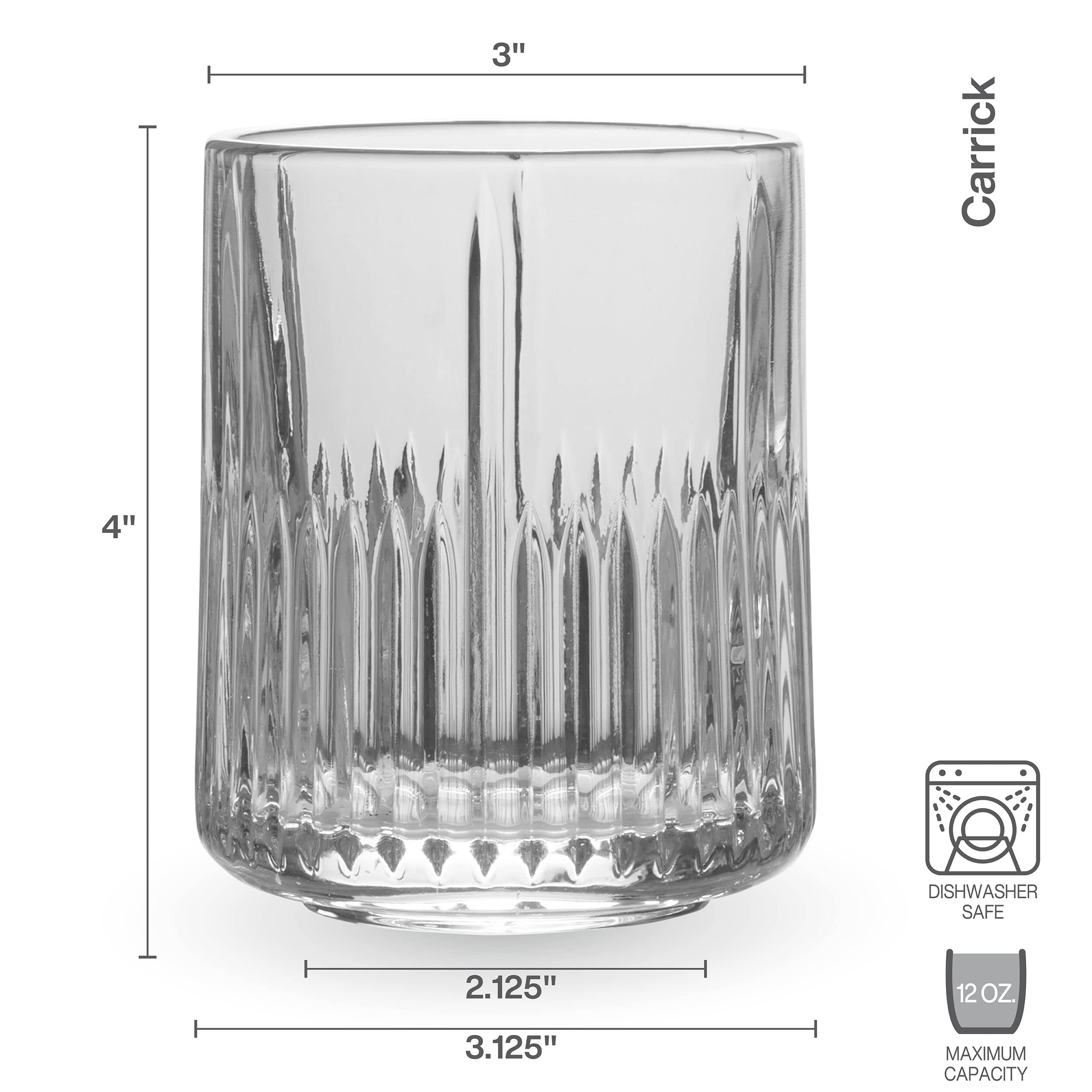 Mikasa Carrick Double Old Fashioned Rocks Whiskey, Set of 4
