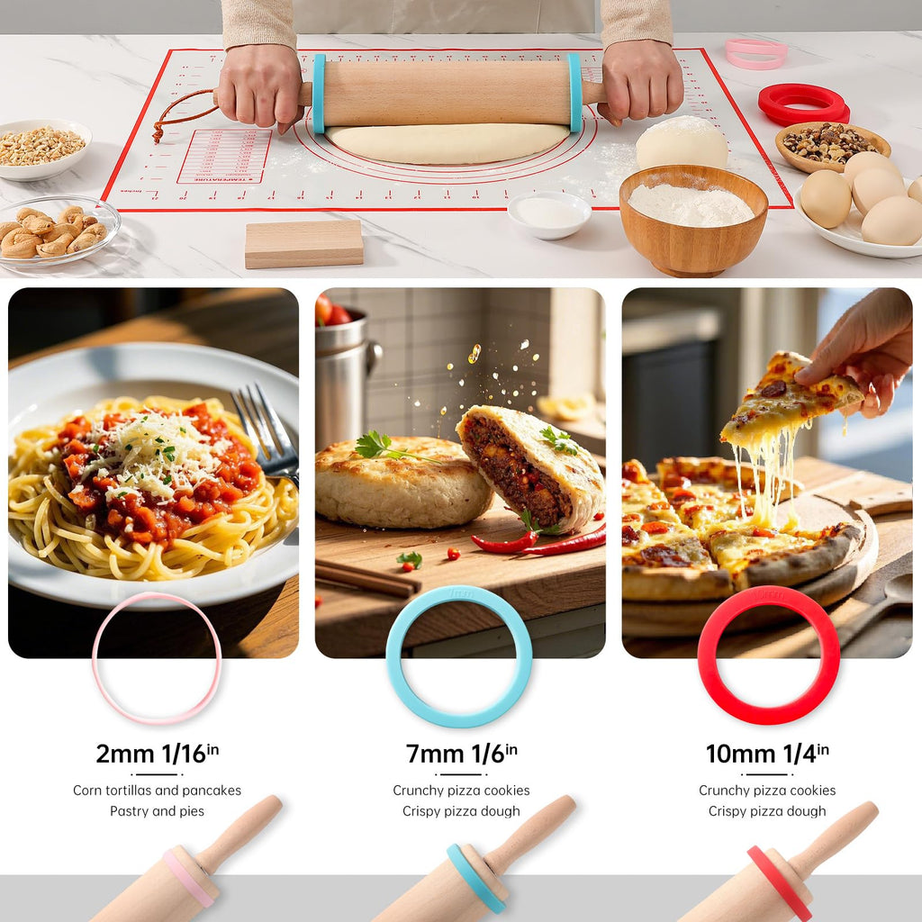 WitHlper 17" Professional Beechwood Rolling Pin for Baking – Ergonomic Handle, Heavy-Duty Dough Roller for Pizza, Pie Crust, Cookies, Pastry Tortillas – Smooth Wooden Rolling Pin with Comfort Grip