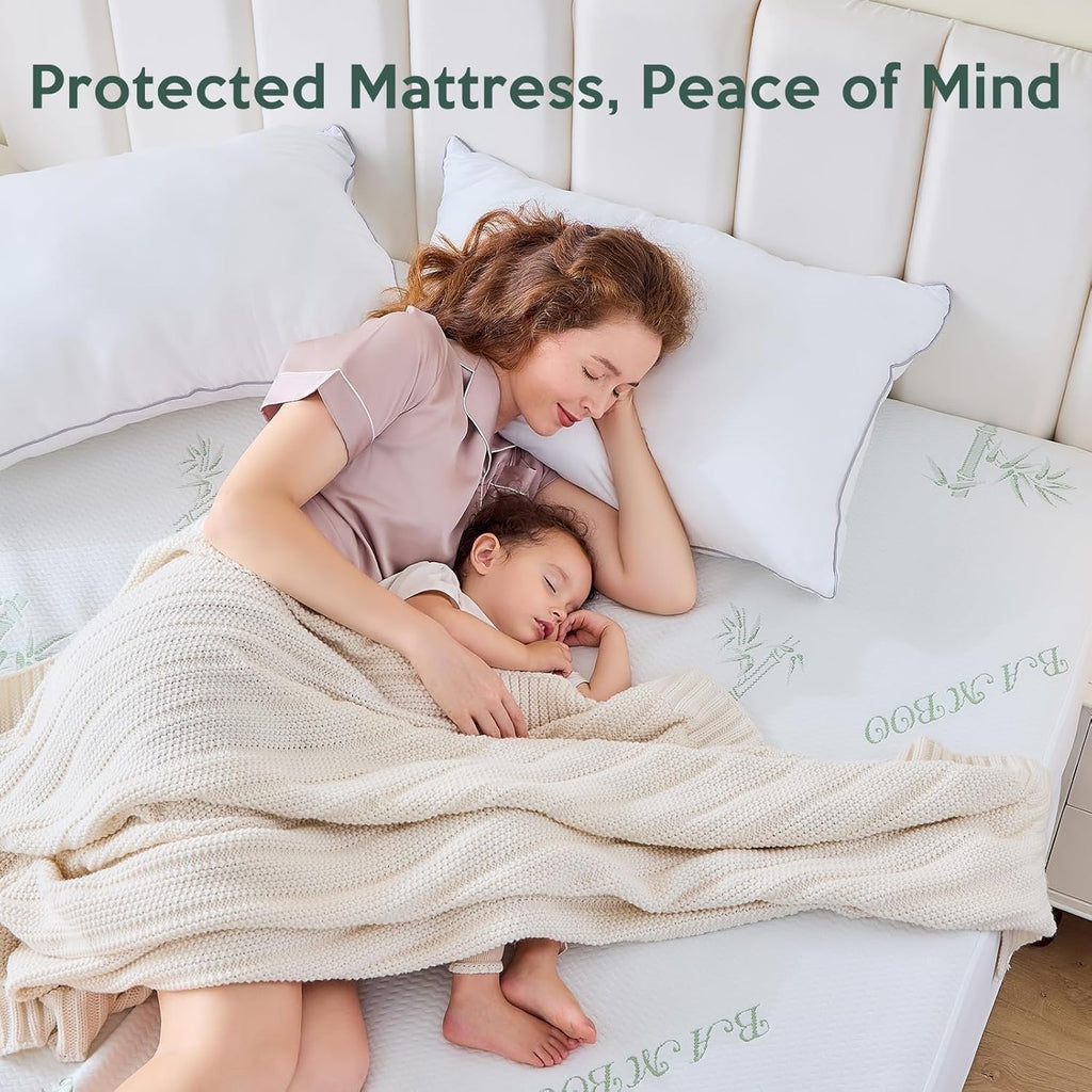 MUXHOMO Premium Waterproof Queen Mattress Protector - Breathable Cooling Cover with Deep Pocket (8"-21")