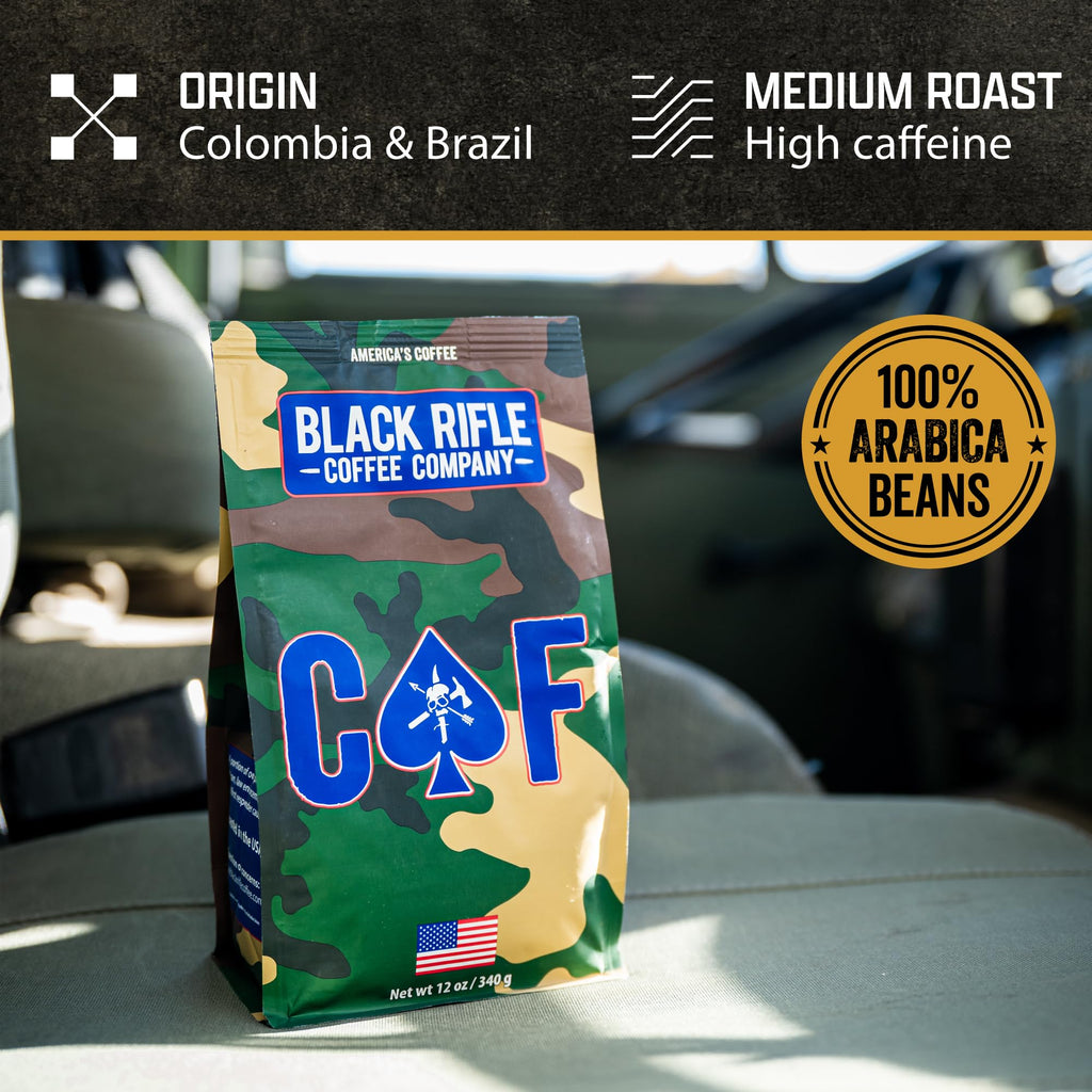 Black Rifle Coffee Company CAF, 5 lb Bag, Ground Coffee Medium Roast - Roasted Blend Made from Arabica Beans - Colombian & Brazilian Beans - Veteran Founded & American Made