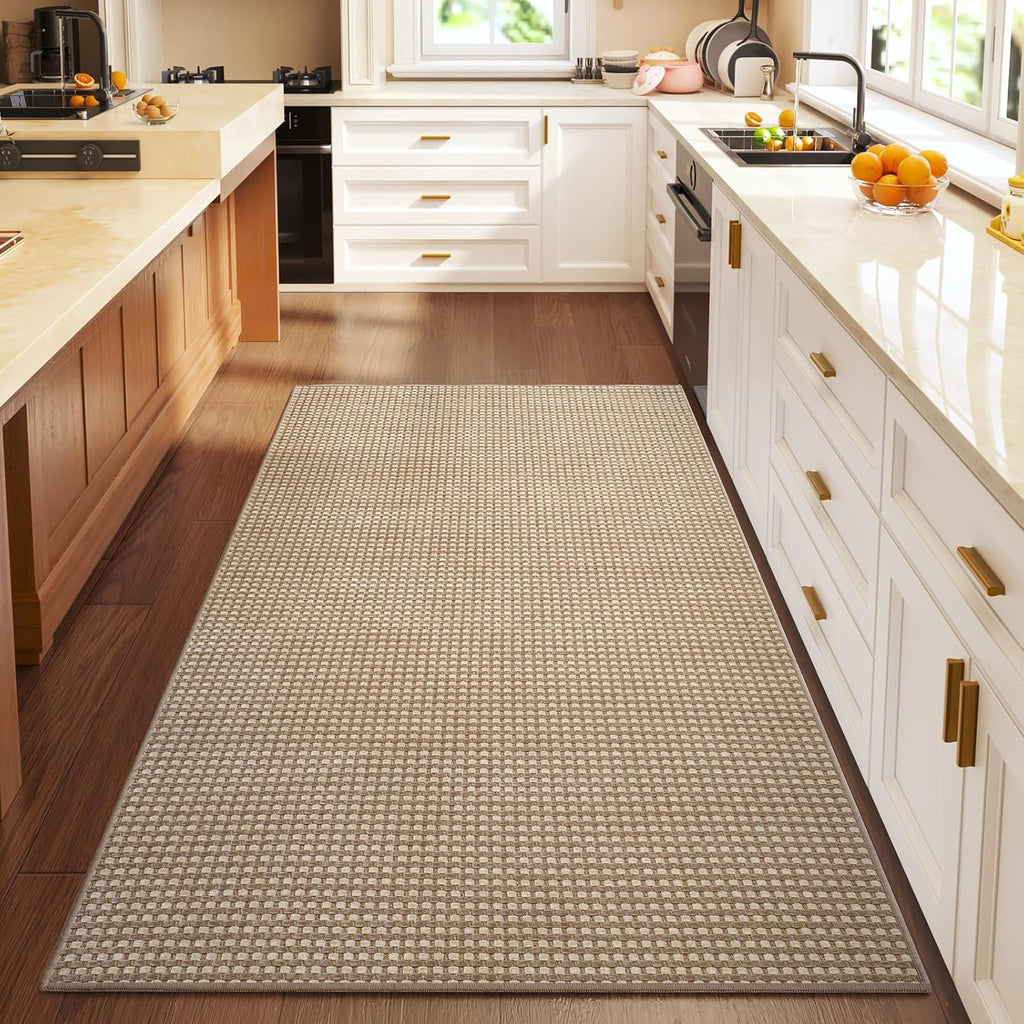 YDKGL Area Rug - Non-Slip Washable Boho Woven Runner for Entryway | 3x5 ft Brown Carpet