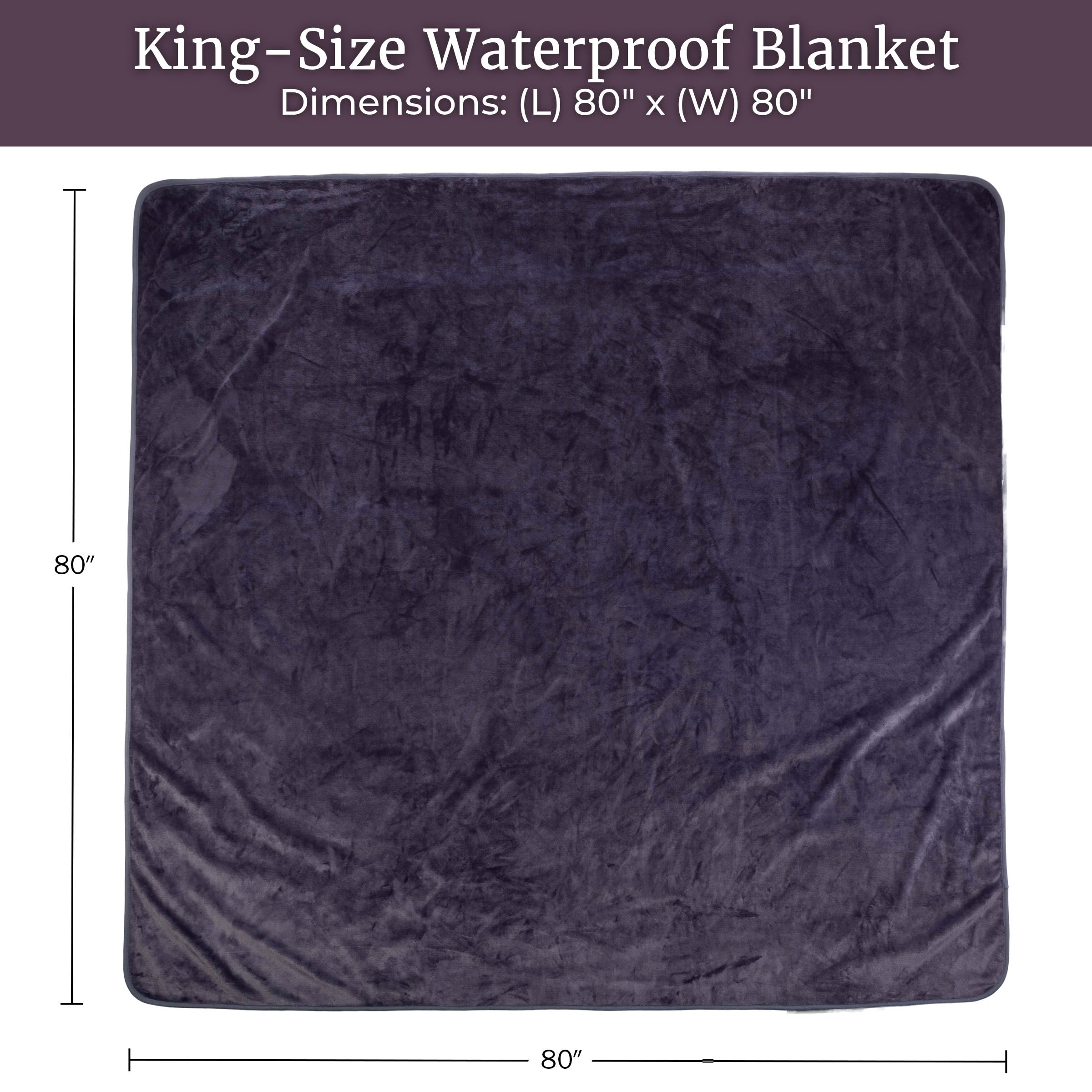 Lavish Home Waterproof Blanket - 80x80 King-Size Blanket for Kids, Pets, and Outdoors - Throw for Bed, Couch, Chair and Car (Purple)