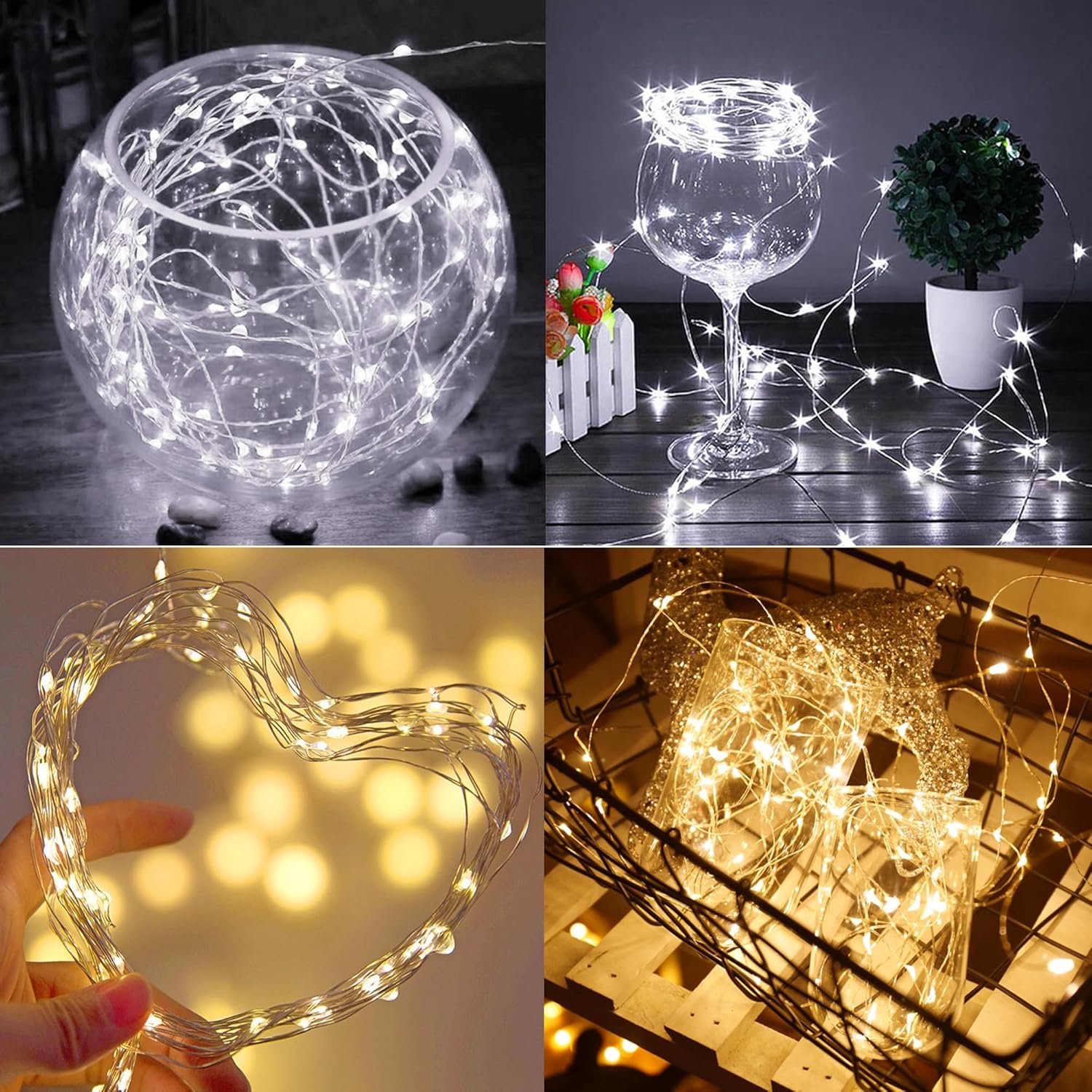 WATERGLIDE 12 Pack Fairy Lights - Battery Operated 20 LED Mini String Lights | Waterproof Silver Wire for Wedding & Party Decor