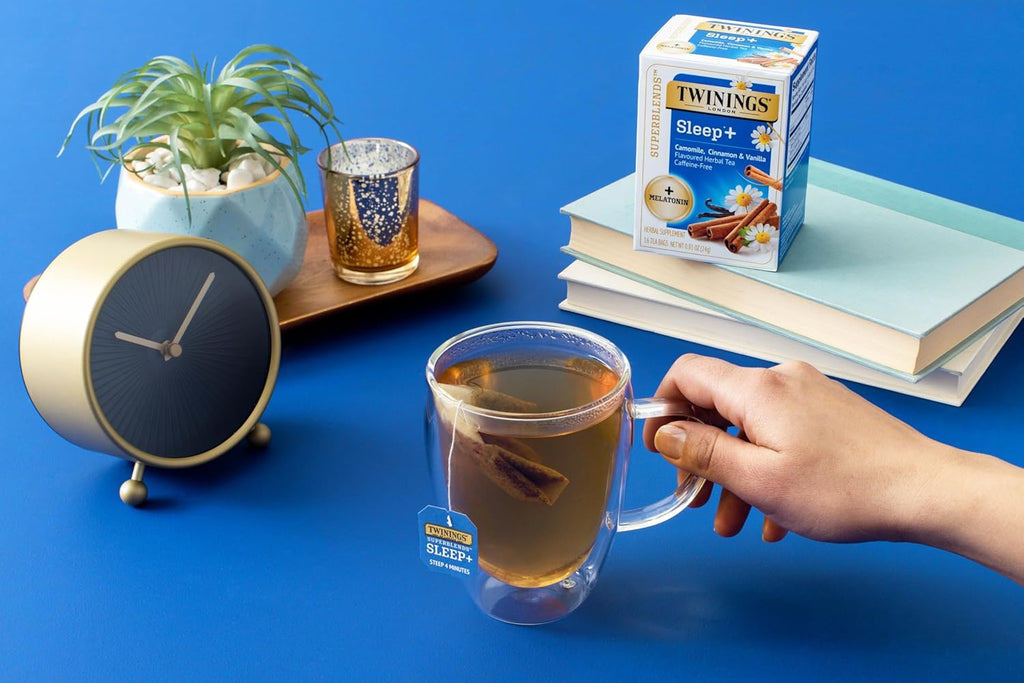 Twinings Superblends Sleep+ Herbal Tea - 1mg Melatonin, Chamomile & Vanilla, Caffeine-Free | 96 Tea Bags