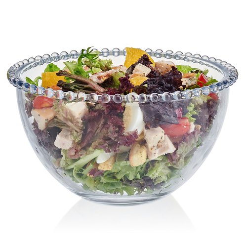 Fitz and Floyd Beaded Glass Fruit Serve Salad Bowl, 8.25 Inch