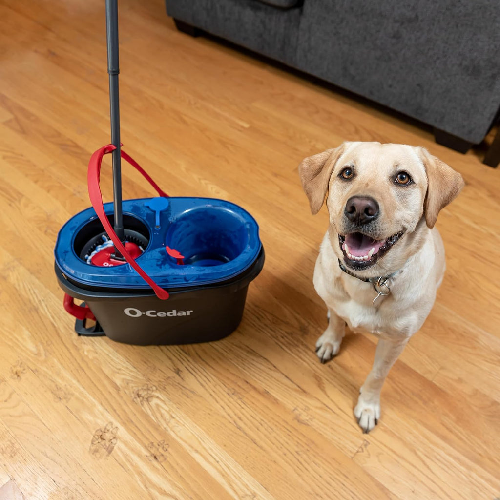 O-Cedar RinseClean Spin Mop & Bucket System - Effortless Cleaning with Water | Eliminates 99% of Bacteria