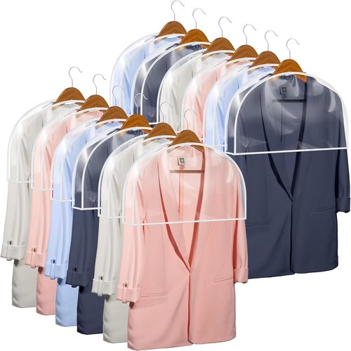 Clear Vinyl Shoulder Covers by [Brand Name] - Closet Suit Protectors for Home Decor | Set of 12, 12"H x 22"W x 2"D
