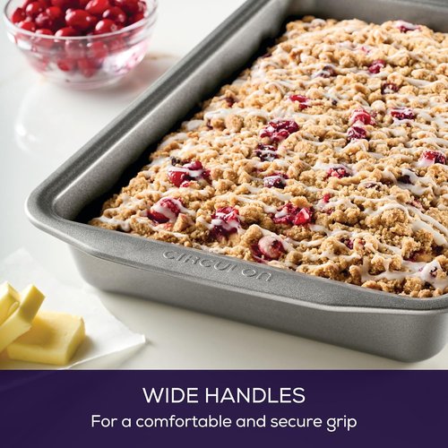 Circulon Nonstick Bakeware - 9 Inch x 13 Inch Rectangle Cake Pan | Durable Gray Design