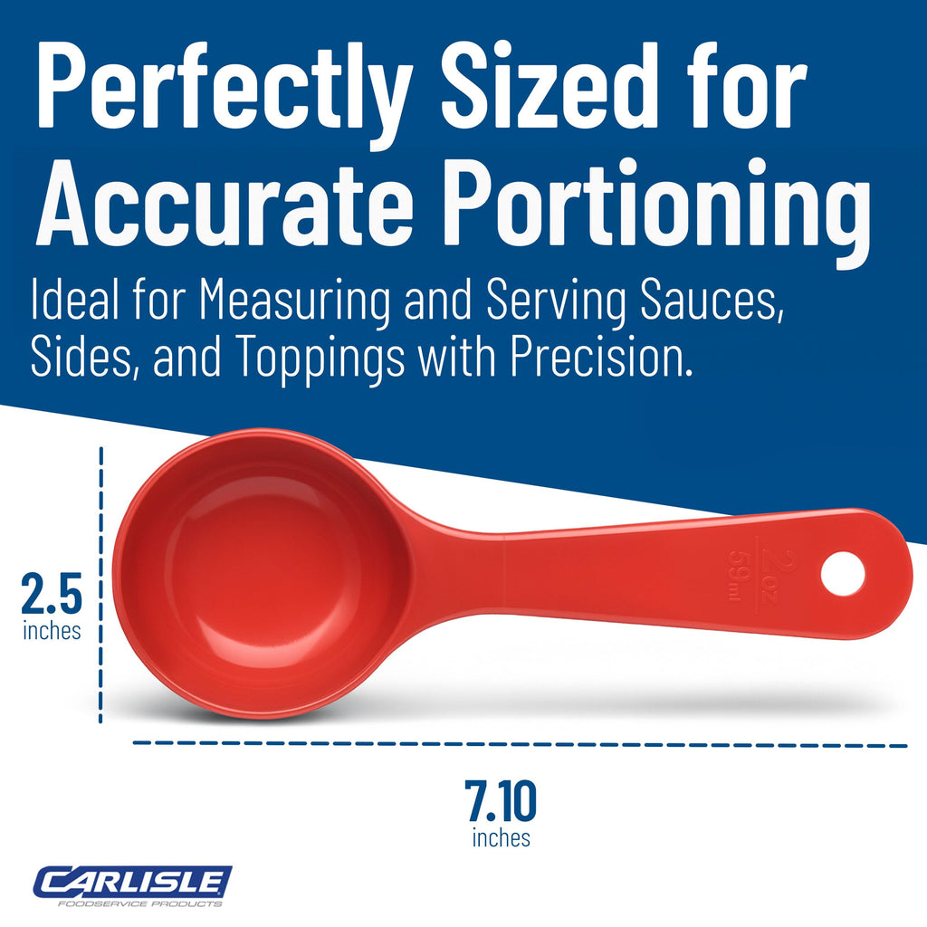 Carlisle FoodService Products Measure Miser Solid Measuring Spoon with Short Handle, 2 Ounces, Red (Pack of 12)