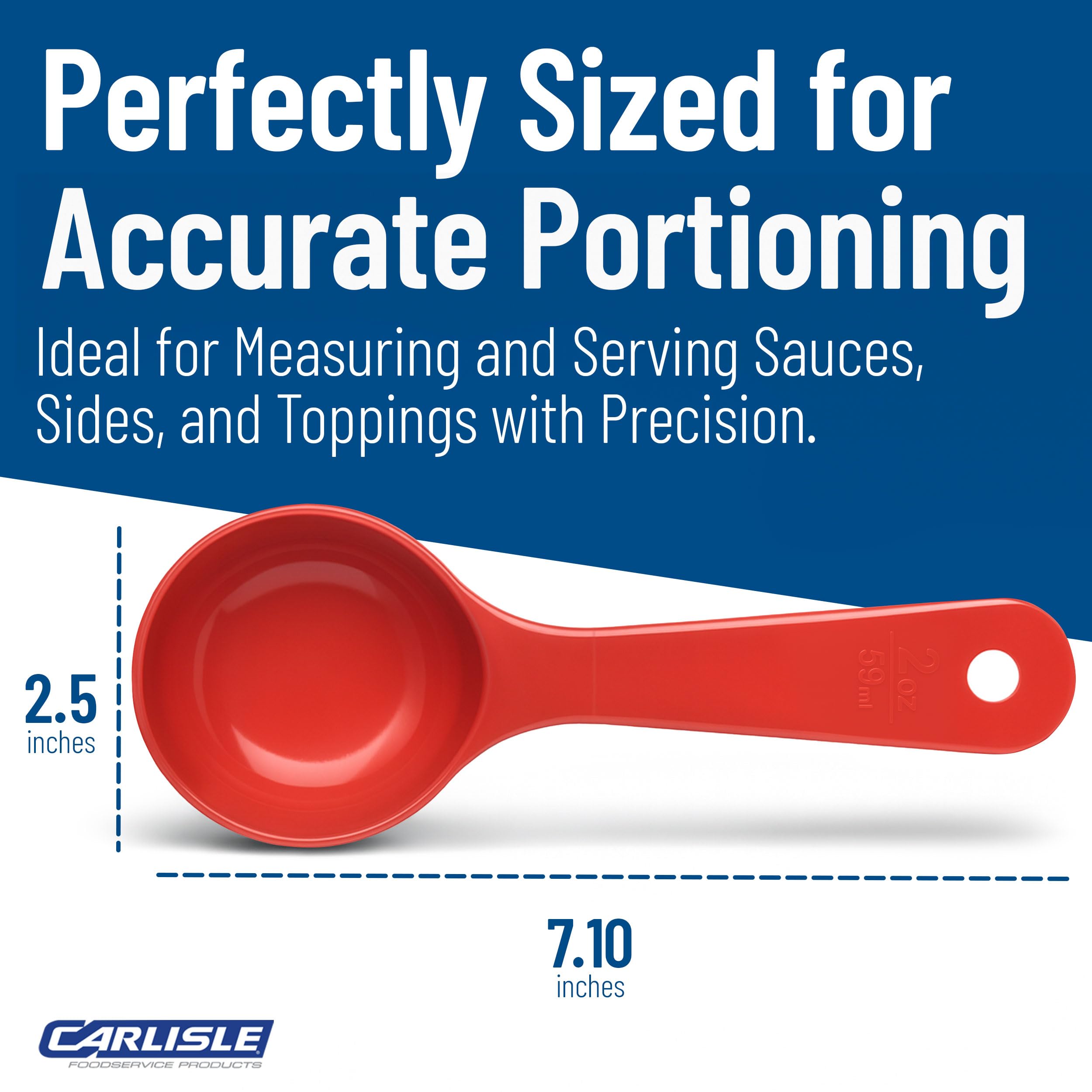 Carlisle FoodService Products Measure Miser Solid Measuring Spoon with Short Handle, 2 Ounces, Red (Pack of 12)