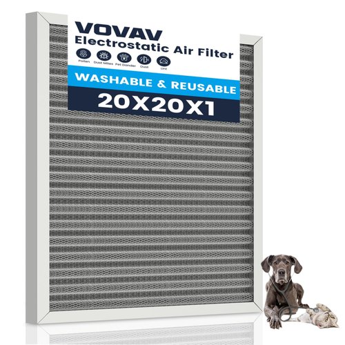 20x20x1 Air Filter-MERV 8, Washable & Reusable Electrostatic Air Filter, AC/HVAC Furnace Filter, Lasts a Lifetime, Permanent Filter, Breathe Fresher,Home And Office Actual Size:19.75x19.75x0.86Inch