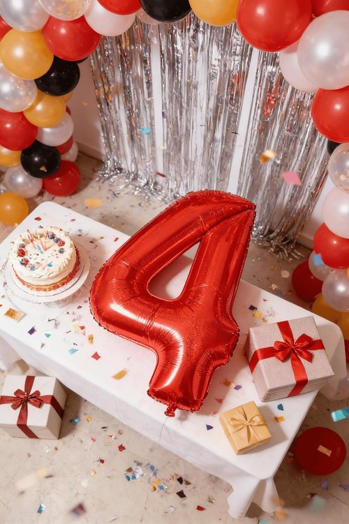 Laser Red Number 3 Balloon - 40 Inch Birthday Decoration for Kids & Women’s Parties